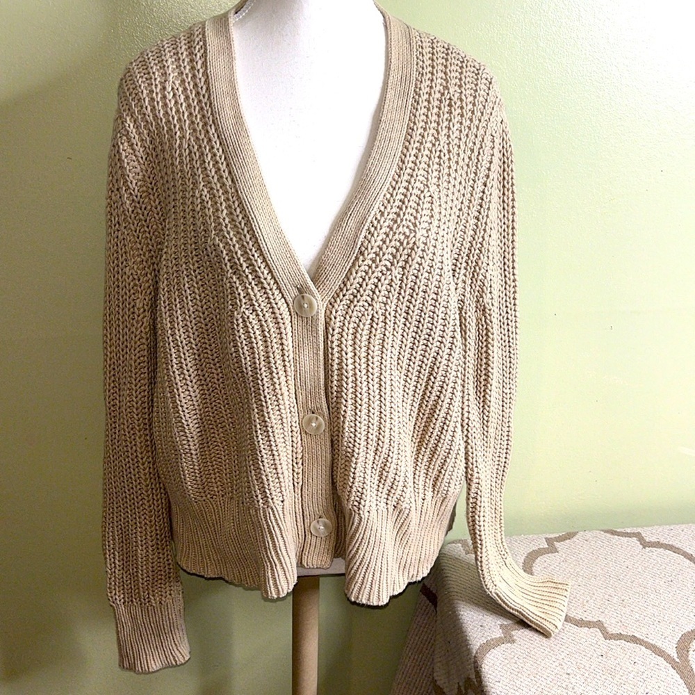 Haven Well Within chunky knit v-neckline button down sweater cardigan,size large